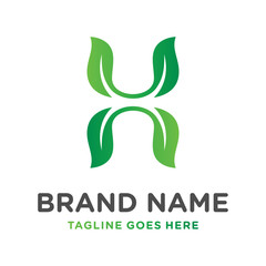 Obraz premium leaf logo design letter H