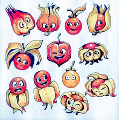 emotions plants stickers set drawing