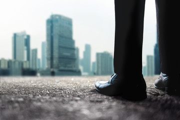 Vision and Successful Concept. Challenging in Career. Low Section of Businessman Standing at the...