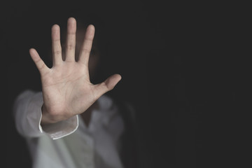 Stop sexual harassment and violence against women, rape and sexual abuse concept,  STOP gesture...