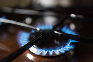 Burning blue flame of gas. Gas-burner