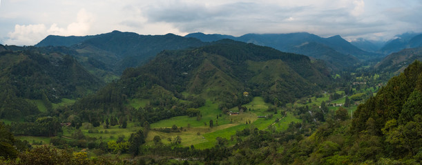 Panoramic view of Cocora Valley in Colombia