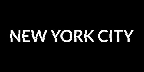 New York City typography text. NYC modern design with glitch effect. T-Shirt graphic. Vector illustration.