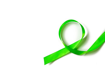 green ribbon border isolated on white background, space for text on left