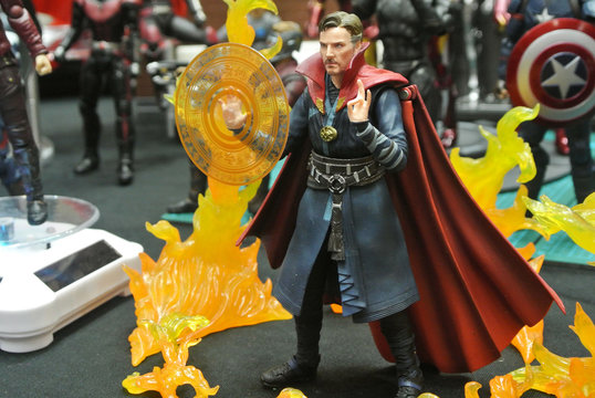 KUALA LUMPUR, MALAYSIA - OCTOBER 6, 2018: Fictional character action figure Dr Strange from Marvel comics & movies. The action figure displayed by collector for public. 