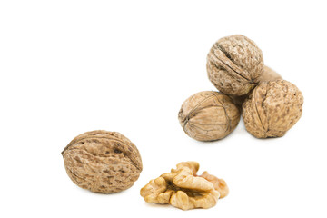 organic walnuts isolated on white background