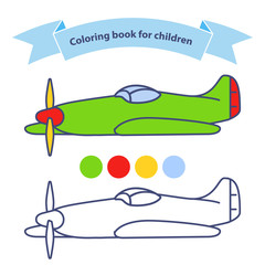 Old military aircraft fighter american coloring book for children. Outlined doodle. Flat vector.World war 2 Airplanes .The flat vector isolated.