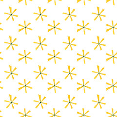 Seamless watercolor floral pattern on a white background. One yellow flower.