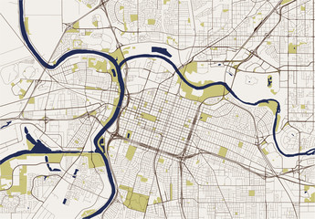 map of the city of Sacramento, USA - obrazy, fototapety, plakaty