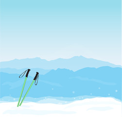 Vector Winter banner with Canigou silhouette
