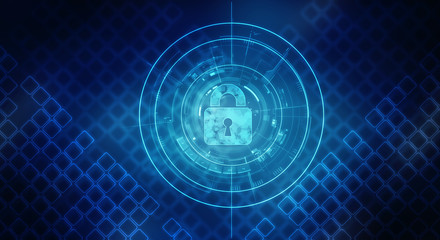 2d illustration Safety concept: Closed Padlock on digital background