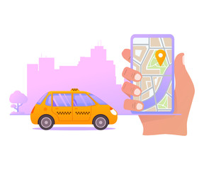 Online taxi order mobile application concept.Flat illustration vector.