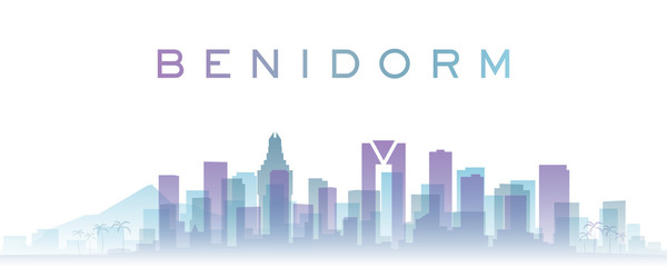 Obraz premium Benidorm Transparent Layers Gradient Landmarks Skyline