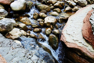 water flowing through the rocks