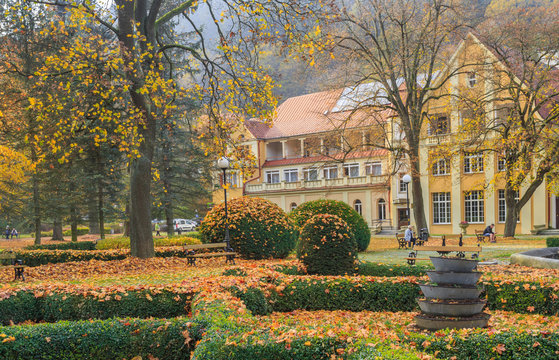 Autumn in Spa Park in Duszniki Zdroj, Poland
