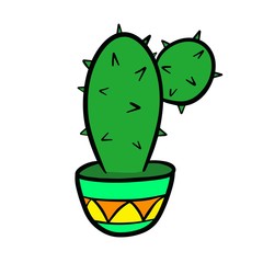  vector illustration of a cactus plant in a pot on a white background