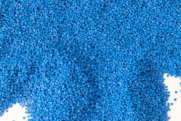 Close-up of plastic polymer granules. hand hold Polymer pellets. polymer plastic. compound polymer.