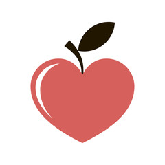 Red Heart Apple Like And Green Leafs Logo. Suitable for wall art, handmade craft items, stationery, invitations, cards, handmade cards, announcements, scrapbook, graphic and web design...