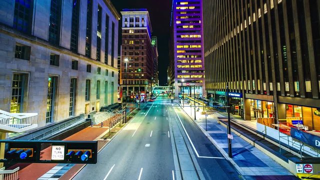 Downtown Cincinnati Ohio Night Timelapse