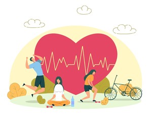 Obraz na płótnie Canvas Outdoor Activity for Heart Health Vector Concept