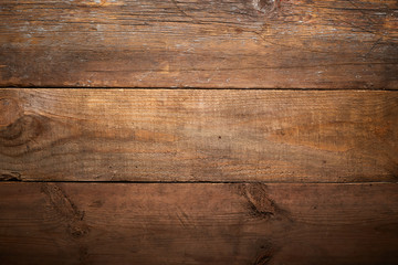 Vintage Wood Texture, Wooden Plank Grain Background, Striped Timber Desk Close Up, Old Table or Floor, Brown Boards.