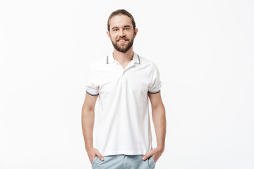 Fototapeta premium Handsome bearded man posing isolated.