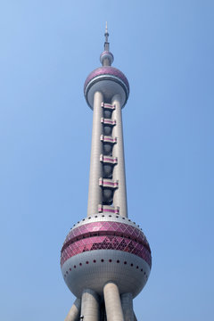 Oriental Pearl Tower in Lujiazui Financial District in Shanghai, China