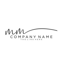Initial letter MM Signature handwriting Logo Vector - obrazy, fototapety, plakaty