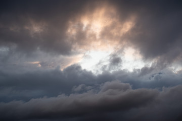 Fototapeta na wymiar Gleam in the storm sky.