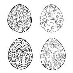  vector illustration coloring antistress set easter egg on white background