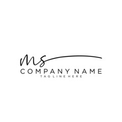 Initial letter MS Signature handwriting Logo Vector - obrazy, fototapety, plakaty