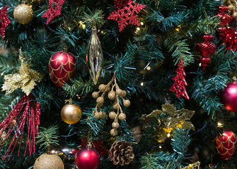 Close up on Decorated Christmas tree