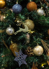 Close up on Decorated Christmas tree