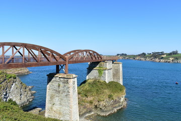 Bay with wooden viewpoint. Ribadeo, Lugo Province, Spain.
