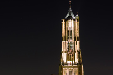 Tower of the St. Eusebius church in Arnhem in the Netherlands at night