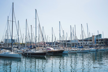 Fototapeta na wymiar yacht marina in spain, blue sea and sky