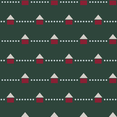 Minimal houses in winter seamless vector pattern.