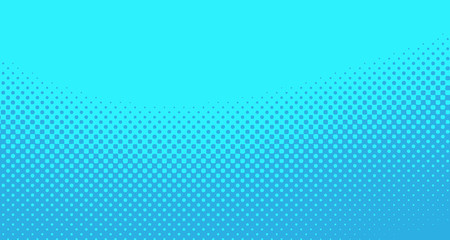 Blue halftone pop art background abstract vector comics style blank layout template with clouds beams and isolated dots pattern. For sale banner for your designe 1960s. with copy space eps10