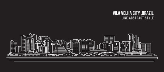Fototapeta premium Cityscape Building panorama Line art Vector Illustration design - Vila velha city