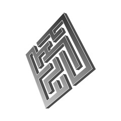 Abstract perspective maze logo print.