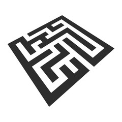 Abstract perspective maze logo print.