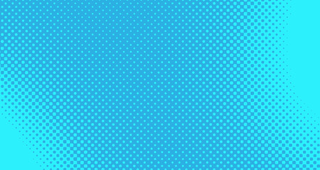 Blue halftone pop art background abstract vector comics style blank layout template with clouds beams and isolated dots pattern. For sale banner for your designe 1960s. with copy space eps10