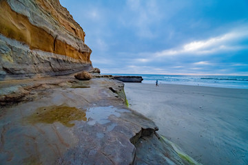   Sandstone California Cliffs and Torrey Pines State Beach Landscape Scenic View at La Jolla Shores north of San Diego,USA