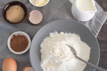 baking ingredients close-up on a kitchen apron