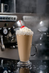 coffee with cream and cherry