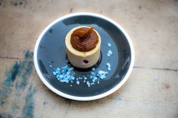 White chocolate blueberry raw cake with almond