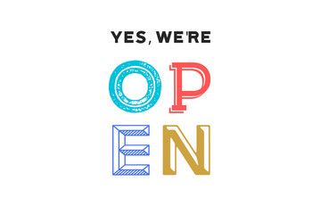 Obraz premium Open. Sign board for door sign, banner, poster with text Open