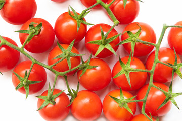 red tomatoes with white background. Group of tomatoes