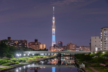 Naklejka premium Beautiful Tokyo skytree in Japan ,City scaps concept