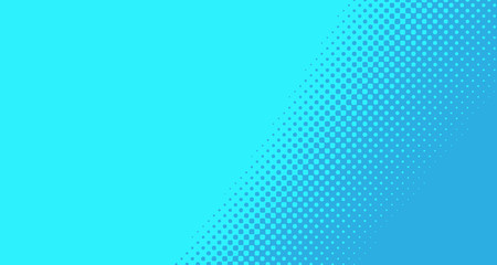 Blue halftone pop art background abstract vector comics style blank layout template with clouds beams and isolated dots pattern. For sale banner for your designe 1960s. with copy space eps10